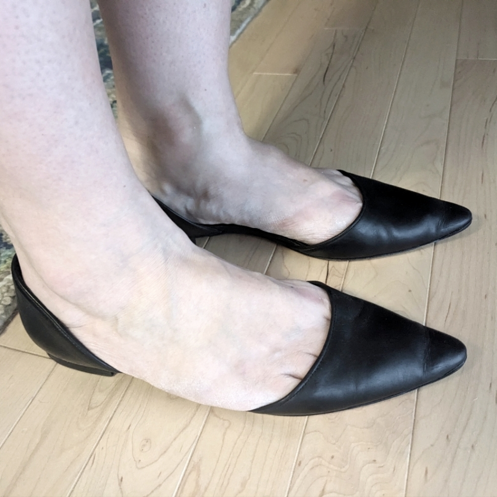 Manolo Blahnik Black Soussa Napa Leather D'Orsay Flats Shoes 9